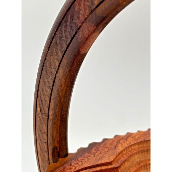 Handmade Carved Wooden Collapsible Basket Folding Dry‎ Fruit Handled Bowl Trivet - Picture 8 of 14